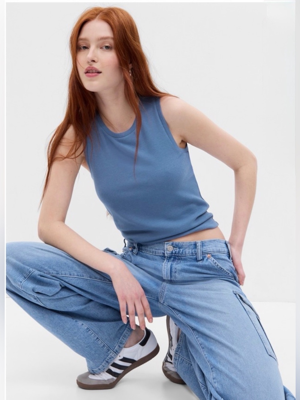 🌀GAP dusty blue Modern Tank. Size S.